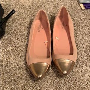 AE Pink/rose gold pointed toe flats